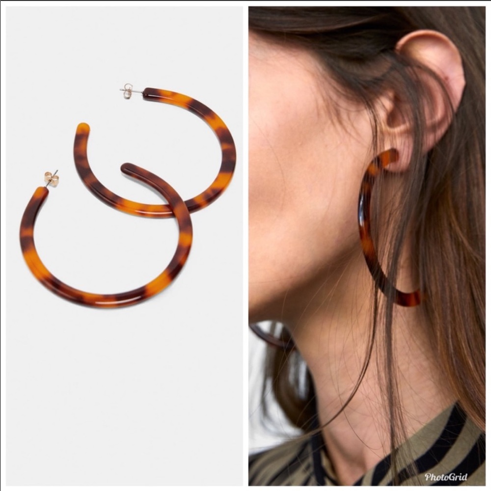 ZARA Tortoiseshell Hoop Earrings
